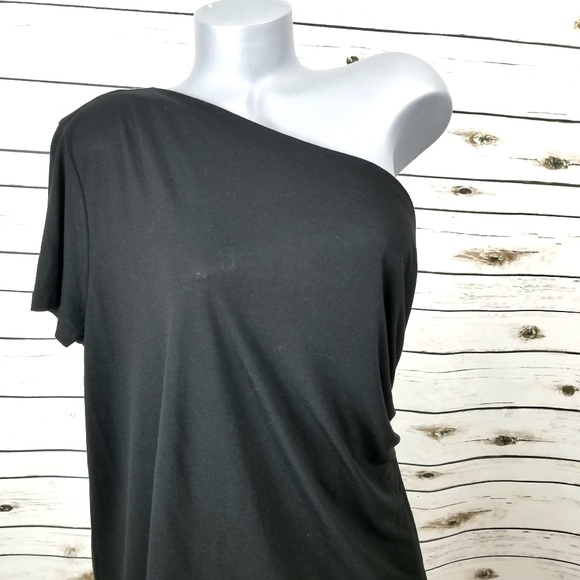 Treasure & Bond Tops - Top One Shoulder Black XL Shirt Ruched Side